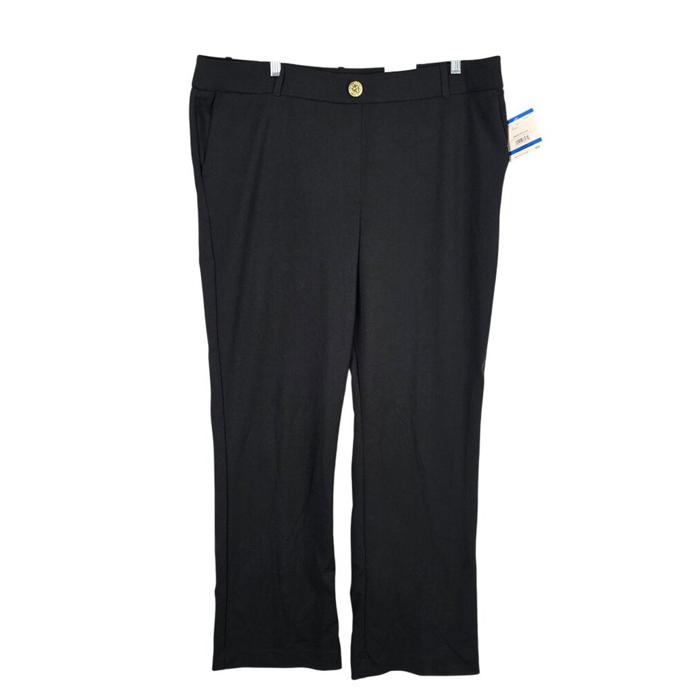 Womens Anne Klein Black Stretch Dress Pants Work Career Polyester Stretch XL